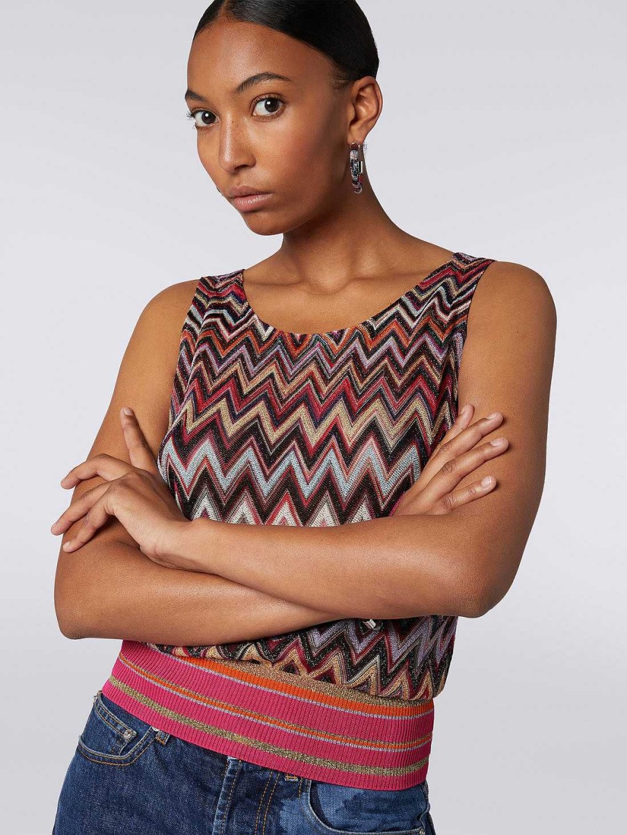 Kvinder Missoni T-Shirts Og Toppe | Viscose Chevron Tanktop Med Lurex Flerfarvet